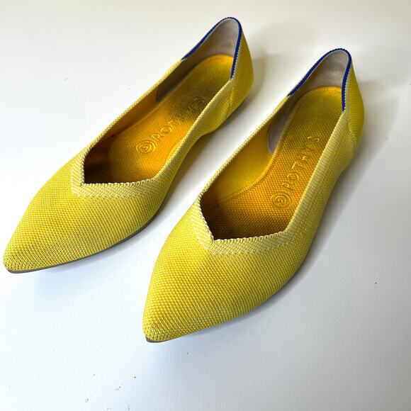 Rothy's The Point Ballet Flats Shoes Women's Size 8.5 Yellow Slip On - Picture 1 of 9